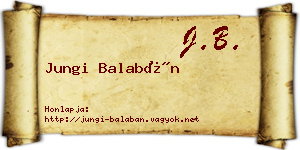 Jungi Balabán névjegykártya